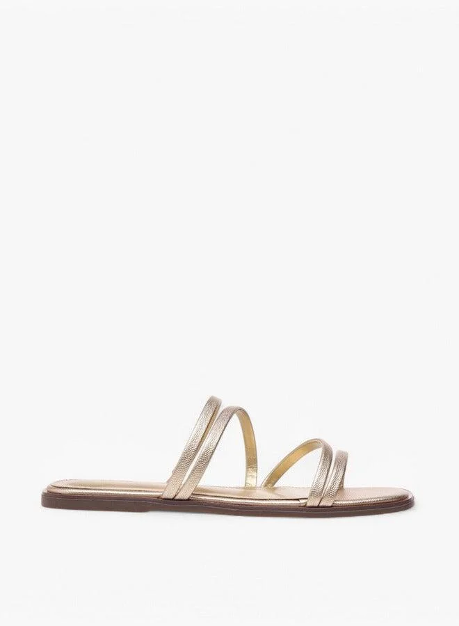 Flora Bella By Shoexpress Textured Slip-On Flat Sandals