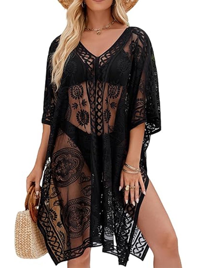 Sexy Elegant Lace Beach Cover Up for Women, Bathing Suit Cover Up, V-Neck Swimsuit Coverup for Poolside, Seaside and Party - Image 1