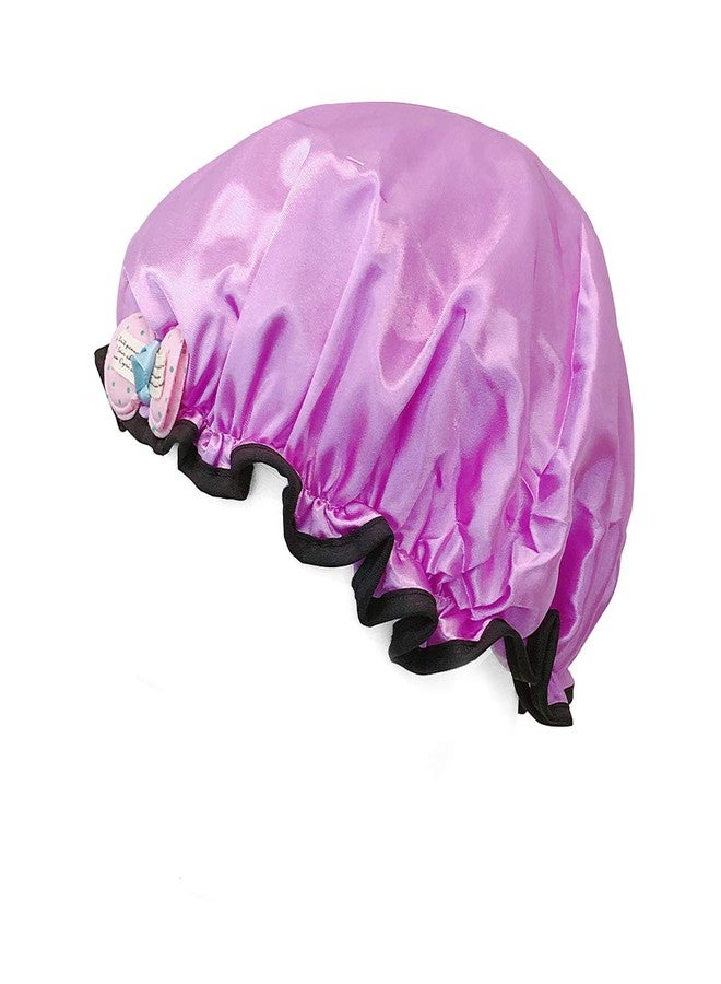 Wrapables® Fun and Novelty Double Layer Waterproof Shower Caps for Kids (Set of 2), Precious Bow - Image 3