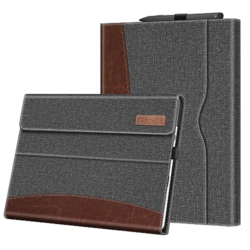 Fintie Case for 13 Inch Microsoft Surface Pro 11/10/9 - Multiple Angle Viewing Portfolio Business Cover with Pocket & Stylus Holder, Compatible with Type Cover Keyboard, Gray/Brown - Image 1