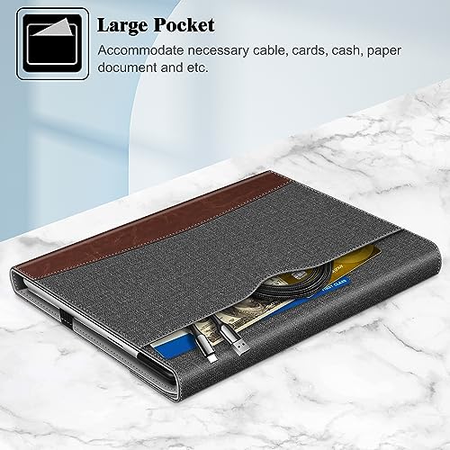 Fintie Case for 13 Inch Microsoft Surface Pro 11/10/9 - Multiple Angle Viewing Portfolio Business Cover with Pocket & Stylus Holder, Compatible with Type Cover Keyboard, Gray/Brown - Image 5