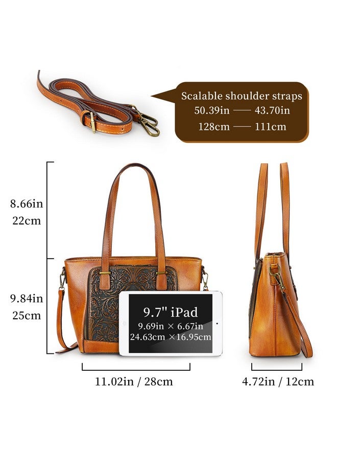 LETEULO Crossbody Bag for Women Leather Shoulder Bag Top Handle Tote Purses Vintage Satchels Handbag Retro (Brown) - Image 1