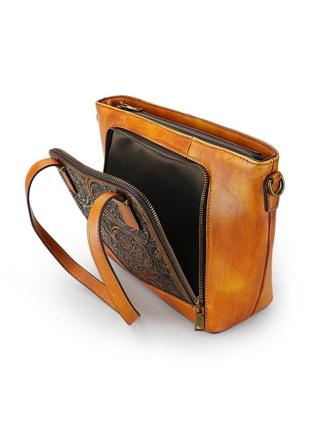 LETEULO Crossbody Bag for Women Leather Shoulder Bag Top Handle Tote Purses Vintage Satchels Handbag Retro (Brown) - Image 4