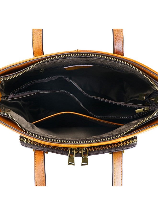 LETEULO Crossbody Bag for Women Leather Shoulder Bag Top Handle Tote Purses Vintage Satchels Handbag Retro (Brown) - Image 3
