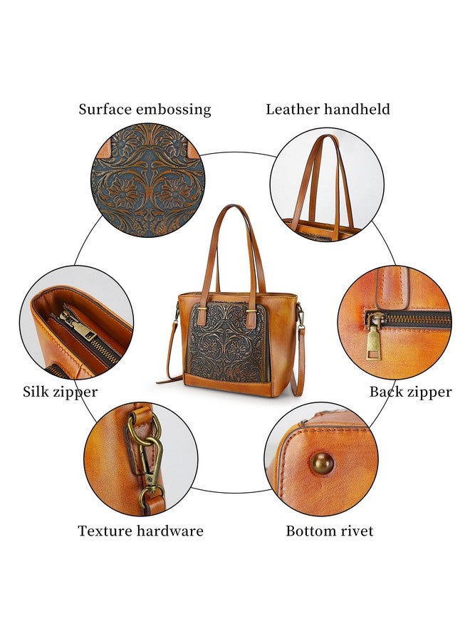 LETEULO Crossbody Bag for Women Leather Shoulder Bag Top Handle Tote Purses Vintage Satchels Handbag Retro (Brown) - Image 2