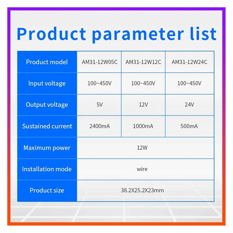 AM31-12W AC-DC Step-Down Power Module |to 5V2.4A|12W|380V to 12V1A Switching Power Supply 5V12V for DIY(85-264V,24V) - Image 3