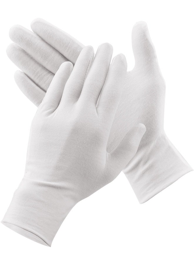 HOME-MART 14 Pairs White Cotton Gloves, Moisturizing Gloves Overnight For Dry Hand Moisturizing Cosmetic Eczema Hand Spa And Coin Jewelry Inspection, White Cotton Gloves for Men and Women,One Size Fit