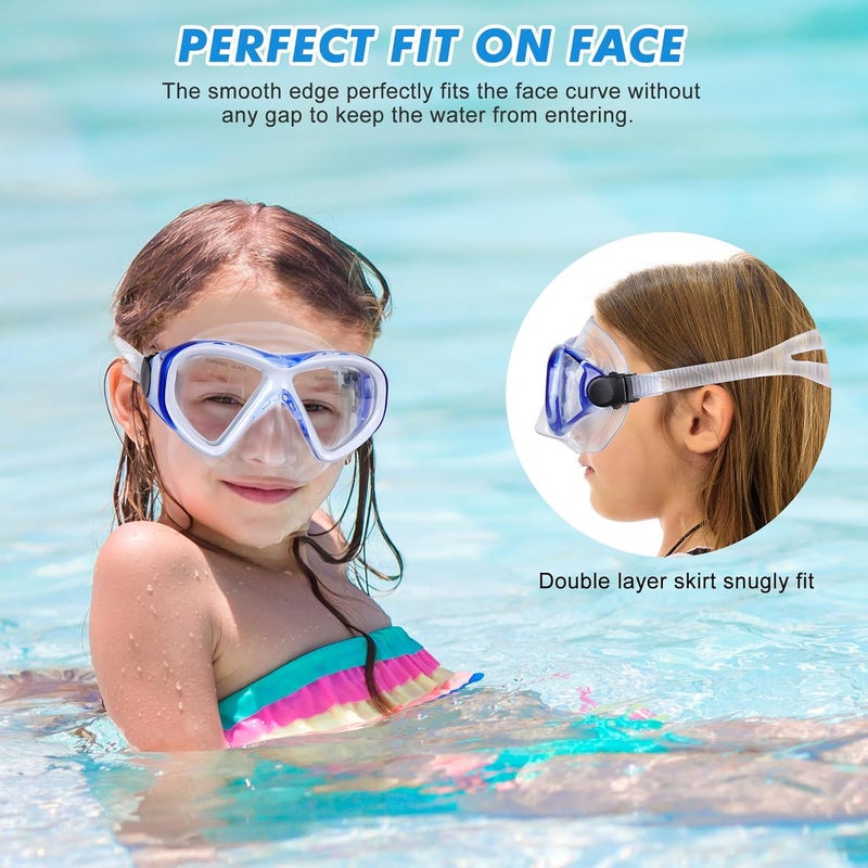 KUYOU Kids Snorkel Set, Children Anti-Fog Diving Mask Swimming Goggles Dry Top Snorkel Equipment Snorkeling Packages Swimming Gear for Youth Boys Girls Age 5-10 - Image 5