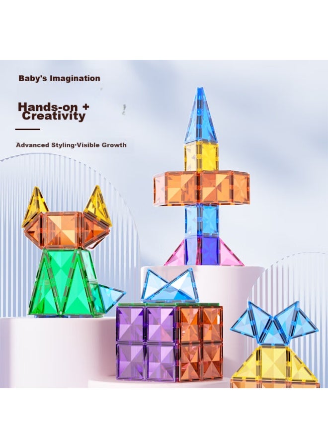 Bmag Diamond Track Magnetic Tiles, Children's Colorful Window, Baby Magnetic Enlightenment Toy, Puzzle Building Blocks, Birthday Gift Box, 115 Pieces - Image 3
