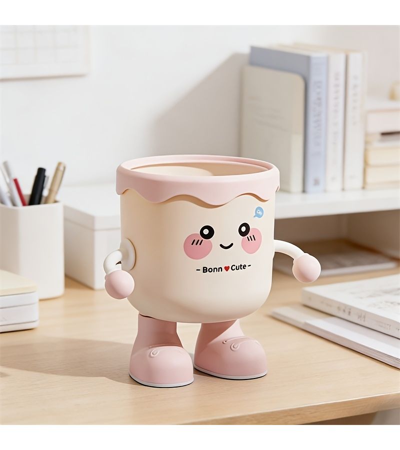 Cartoon Blue Desktop Mini Trash Can Creative Storage Box Anti Slip Anti Toppling For Home Office Bedside Desk - Image 5