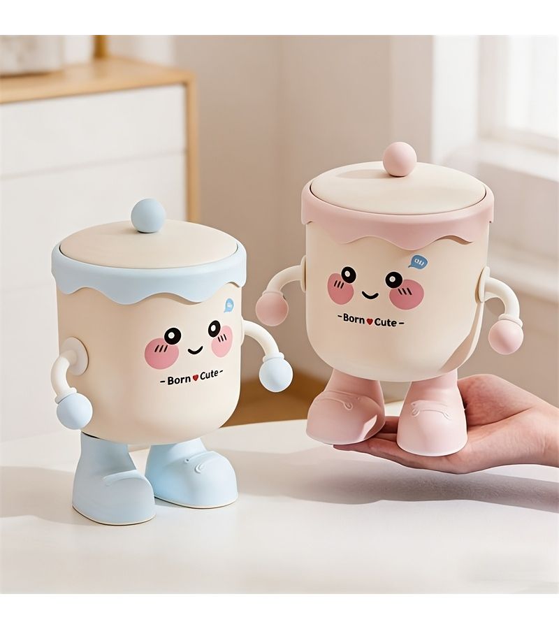 Cartoon Blue Desktop Mini Trash Can Creative Storage Box Anti Slip Anti Toppling For Home Office Bedside Desk - Image 2