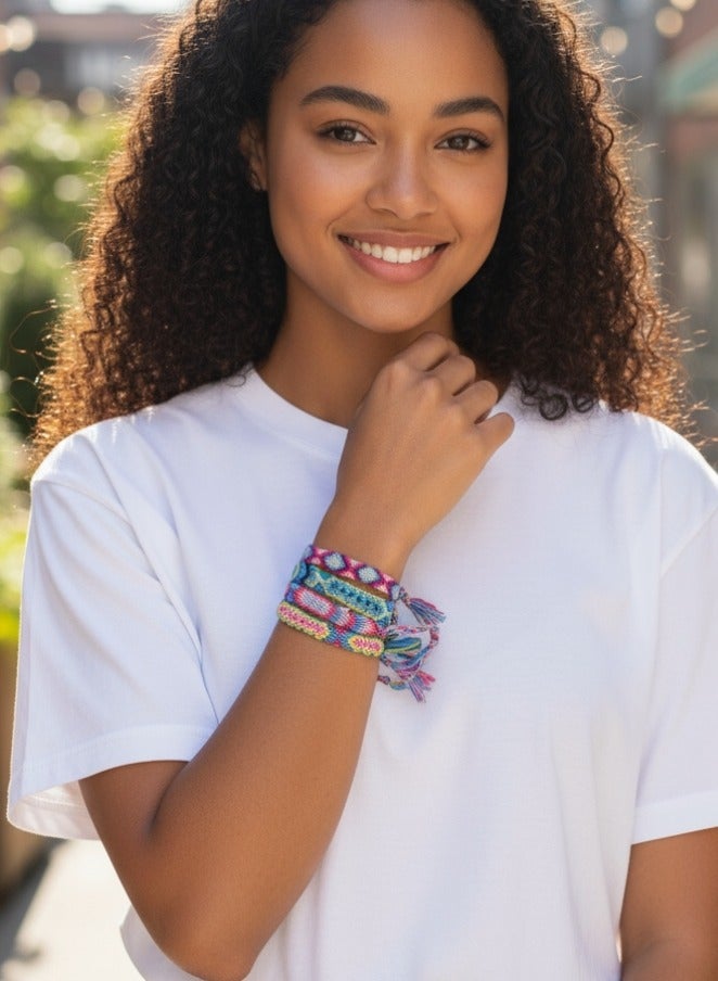 طقم ٥ اسورة غويشة مقاس متغير حظاظة لليد و الرجل الوان خيوط - Image 1
