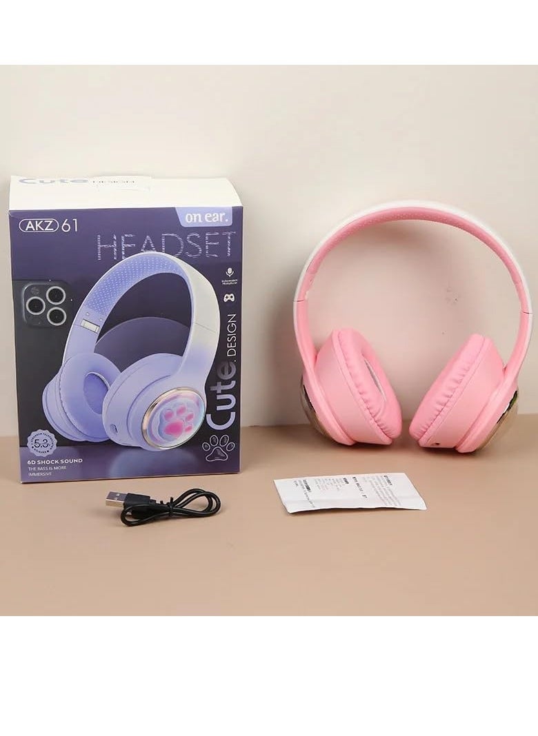 AMBERJACK Wireless Music BT Headphones for Gaming Over Ear Foldable Noise Protection Headset AKZ61 For Children Boy Girl Travel School Phone Pad Tablet PC  - Image 5