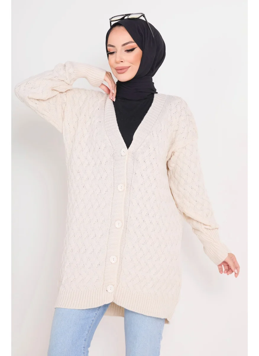 Tofisa 23099-CREAM Knitwear Cardigan