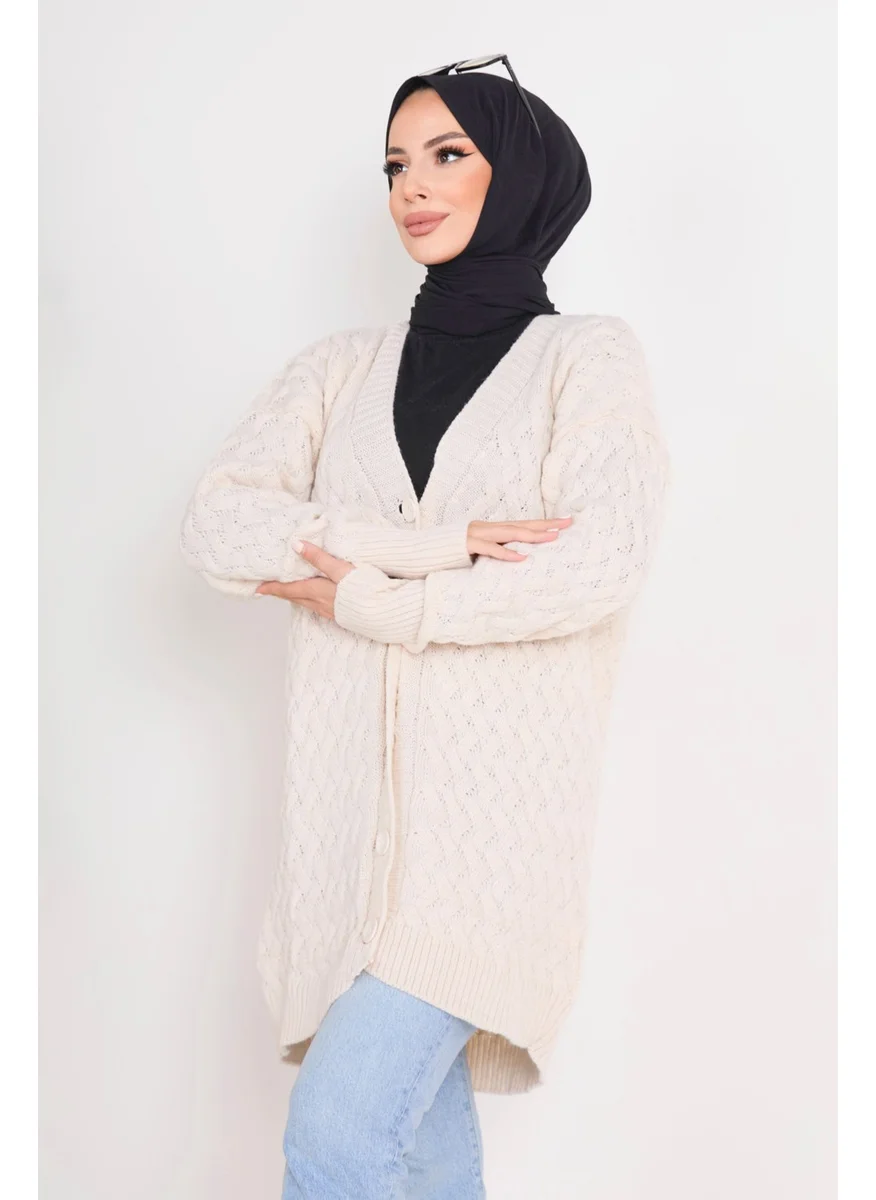 Tofisa 23099-CREAM Knitwear Cardigan