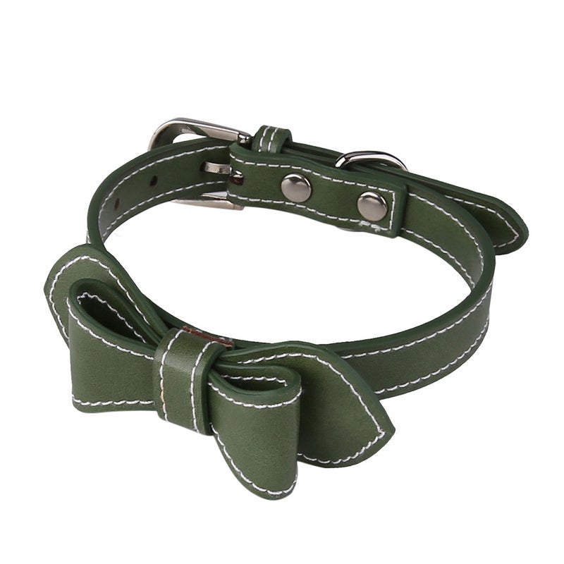 2pcs PU Pet Collar Bowknot Pet Collar Pet Neck Practical Collar Fashion Collar for Cat Dog (Green) - Image 1