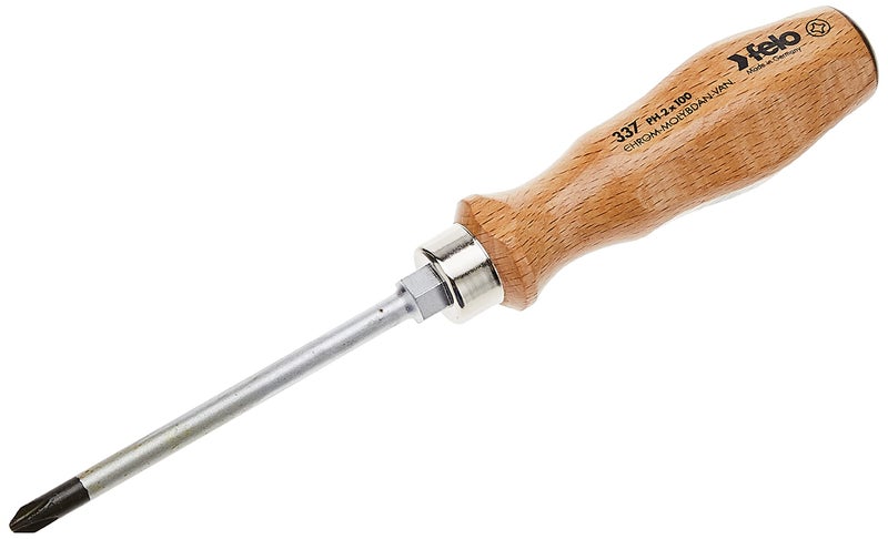 Felo by Bondhus 07157 22155 Slotted & Phillips Wood Handle Screwdrivers, Set of 5, Chrome Finish Blade W/Beechwood Grip, 715722155, 1pack - Image 3