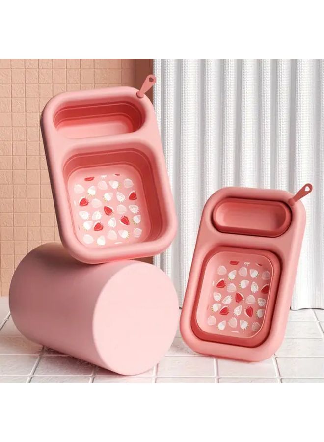 Pink Portable Folding Pet Basin 2pcs Super Convenient Wash Tub For Outdoor Camping - Image 1