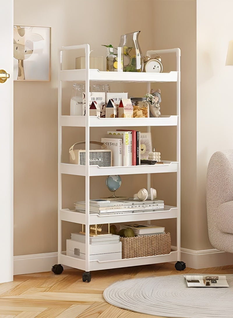 Cozy Nest 5-Layer Rolling Storage Trolley with Lockable Wheels Mobile Organizer Cart with Side Handles for Bathroom Kitchen Bedroom Office Deep Tray Shelf Rack Easy Assembly Space-Saving Design - Image 1
