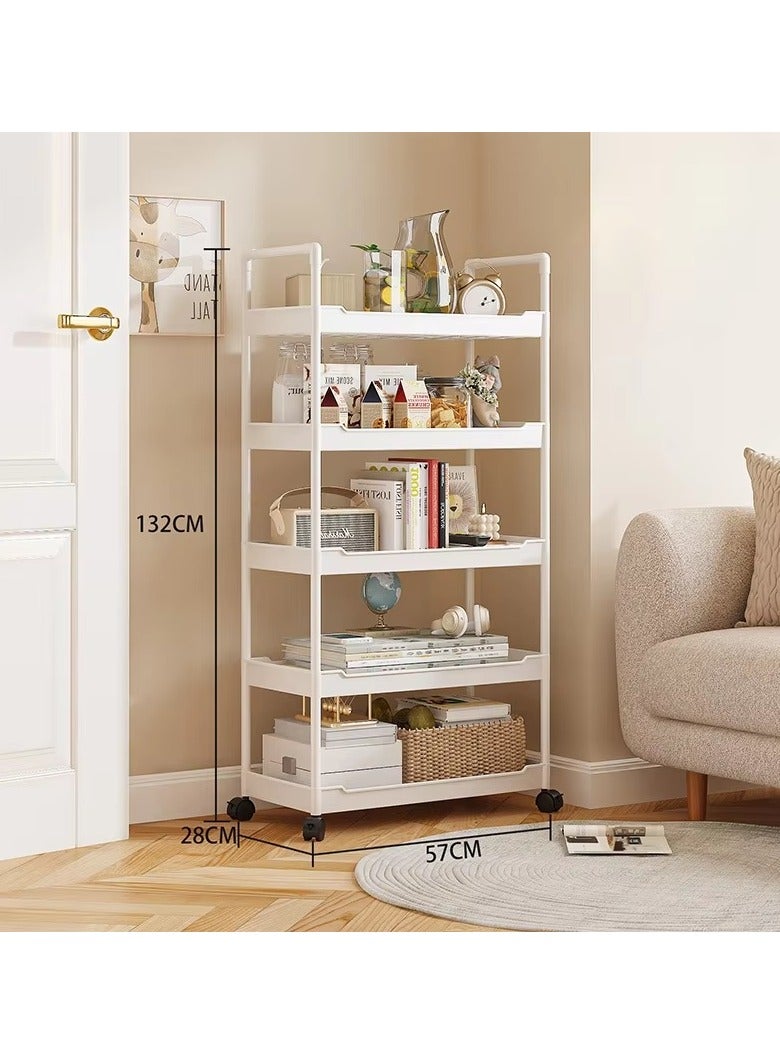 Cozy Nest 5-Layer Rolling Storage Trolley with Lockable Wheels Mobile Organizer Cart with Side Handles for Bathroom Kitchen Bedroom Office Deep Tray Shelf Rack Easy Assembly Space-Saving Design - Image 2