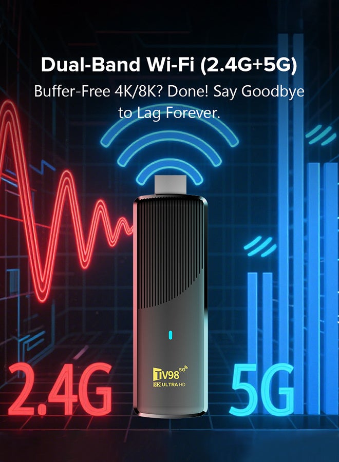 تلفزيون جهاز تلفاز Android 14.0 TV Box TV Stick مع صندوق الألعاب 2.4G 5G واي فاي مزدوج 6 بلوتوث 5.0 H.265 8K UHD مشغل وسائط ذكي (8+128G) - Image 5