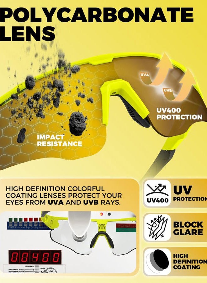 VICTGOAL Cycling Glasses Photochromic Sunglasses for Men Women TR90 Frame Glasses with UV Protection Bike Glasses for Cycling (Yellow) - Image 3