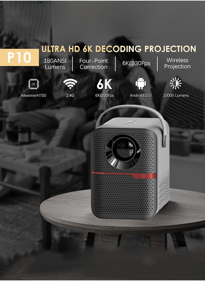 Digisand - P10 Smart Projector Android 10 WiFi 180ANSI Portable Home Cinema Outdoor Wireless Movie Projector Support 1080P 4K - Image 1