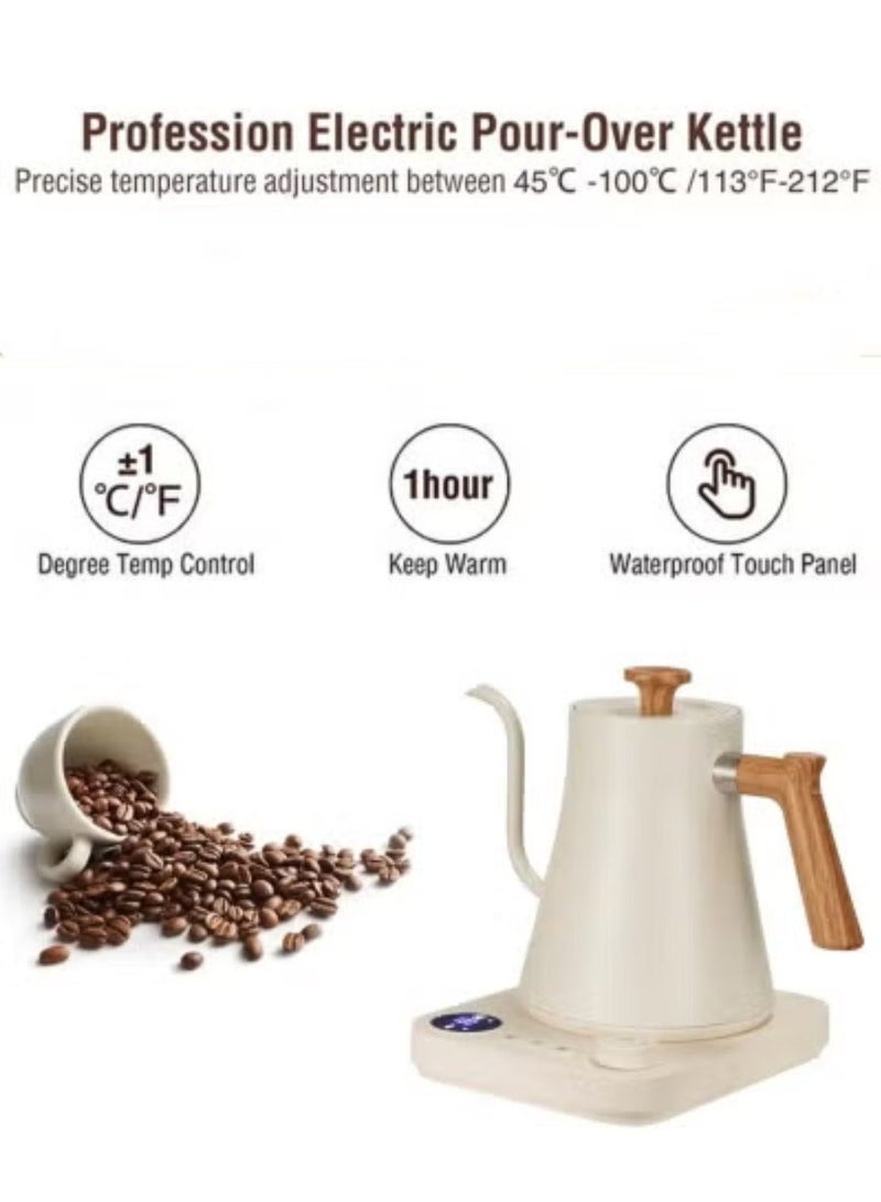 ET-LIFE Electric Gooseneck Kettle 900ML 1200W Water Kettle for Pour-over Coffee & Tea, 304 Stainless Steel Coffee and Tea Pot, Constant Temperature Coffee Kettle - Image 3