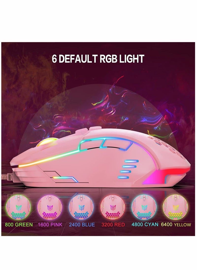 Wired RGB Backlit Gaming Mouse with Adjustable 6400 DPI for Enhanced Precision and Performance