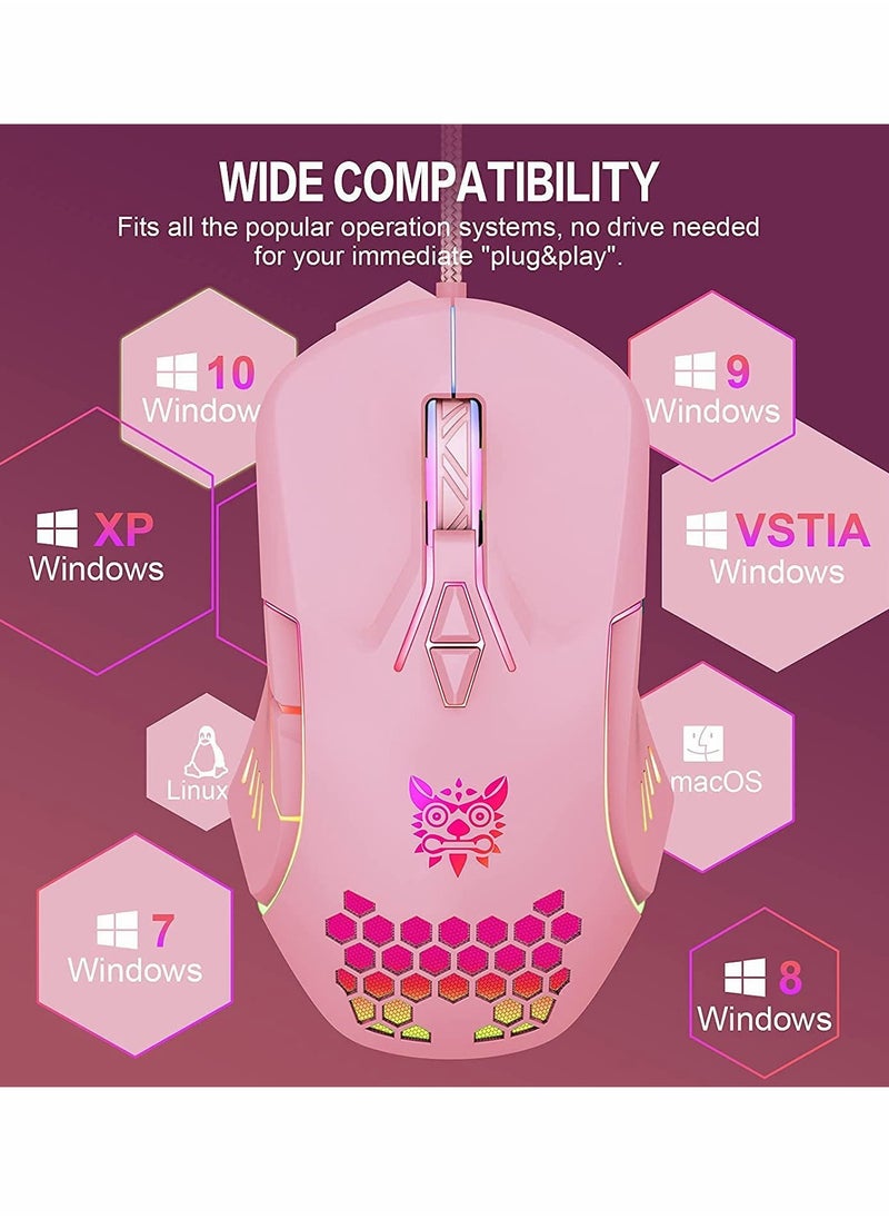 Wired RGB Backlit Gaming Mouse with Adjustable 6400 DPI for Enhanced Precision and Performance