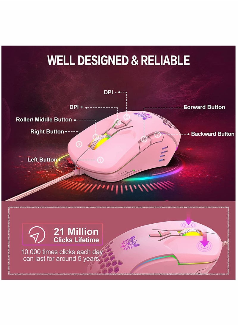 Wired RGB Backlit Gaming Mouse with Adjustable 6400 DPI for Enhanced Precision and Performance