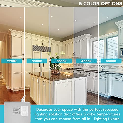 LUXRITE 3 Inch Ultra Thin LED Recessed Lighting, 6W, 5 Color Selectable 2700K | 3000K | 3500K | 4000K | 5000K, CRI 90, 500 Lumens, Dimmable LED Wafer Lights, Wet Rated, UL Listed, Baffle Trim - Image 2