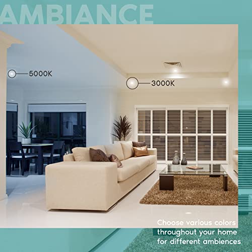 LUXRITE 3 Inch Ultra Thin LED Recessed Lighting, 6W, 5 Color Selectable 2700K | 3000K | 3500K | 4000K | 5000K, CRI 90, 500 Lumens, Dimmable LED Wafer Lights, Wet Rated, UL Listed, Baffle Trim - Image 4