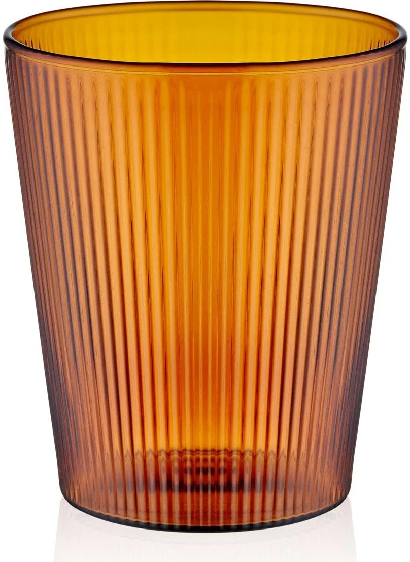 The Mia Striped Borosilicate Glass Cup Amber 400 ml