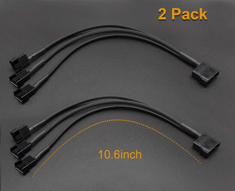 Gavemi 2 Pack Molex to 3 Pin or 4 Pin Fan Adapter Computer PC Case Fan Power Splitter Cable, 10 inch - Image 4