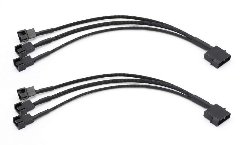 Gavemi 2 Pack Molex to 3 Pin or 4 Pin Fan Adapter Computer PC Case Fan Power Splitter Cable, 10 inch - Image 1