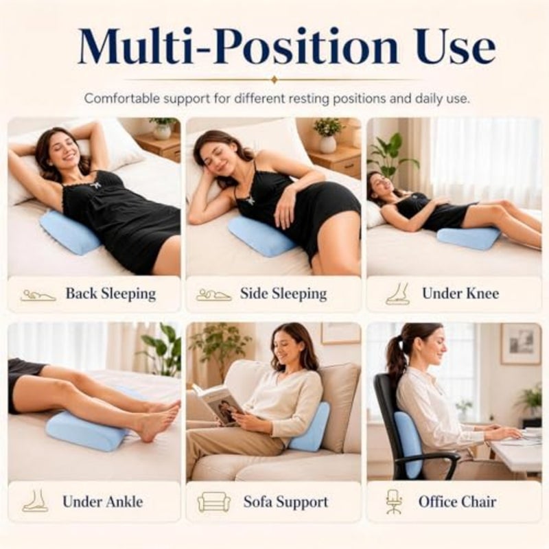 Lumbar Support Pillow with Wedge and Body Positioner Covers for Bed Relief Lower Back Pain:Sciatica Lower Back Pillow for Sleeping-Memory Foam Waist Pillow for Side/Back/Stomach Sleepers - Image 5