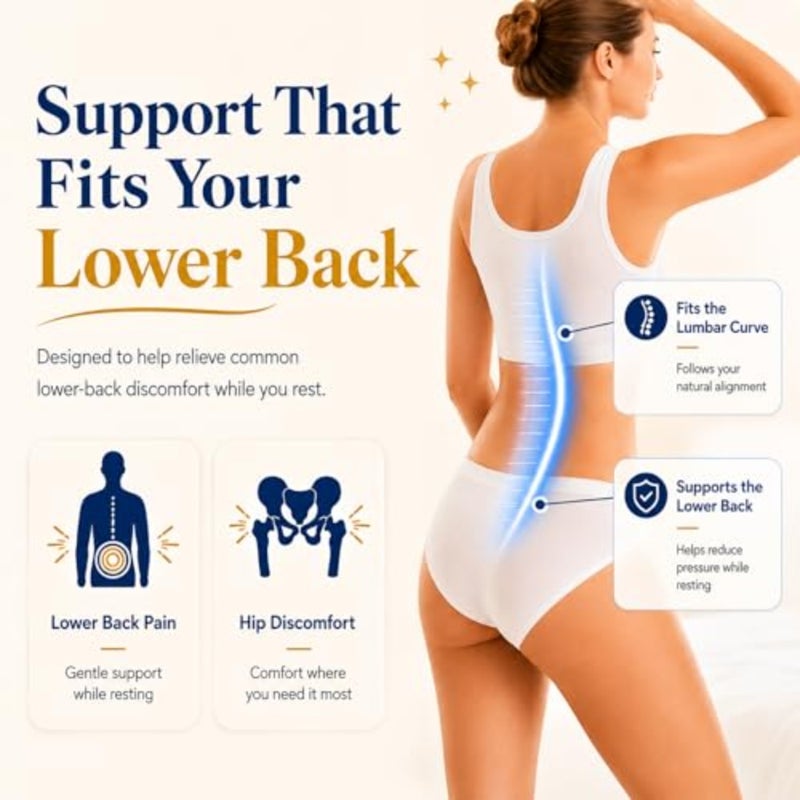 Lumbar Support Pillow with Wedge and Body Positioner Covers for Bed Relief Lower Back Pain:Sciatica Lower Back Pillow for Sleeping-Memory Foam Waist Pillow for Side/Back/Stomach Sleepers - Image 3