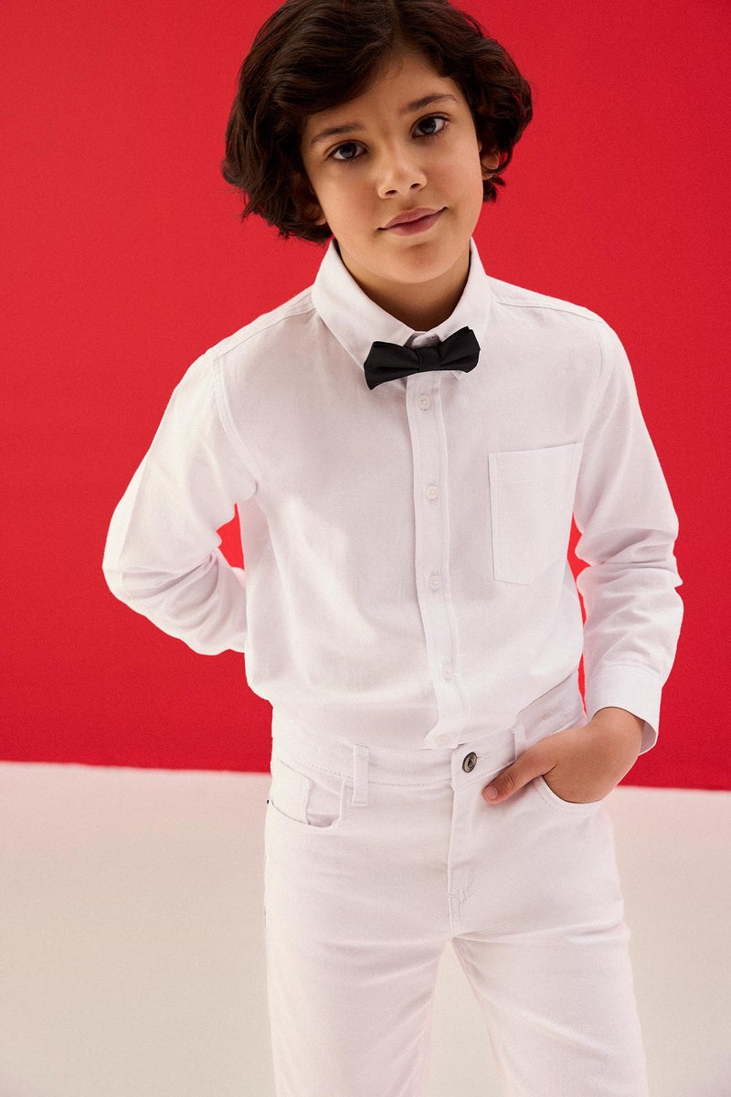 DeFacto White Boy Regular Fit Long Sleeve Shirt Casual - Image 3