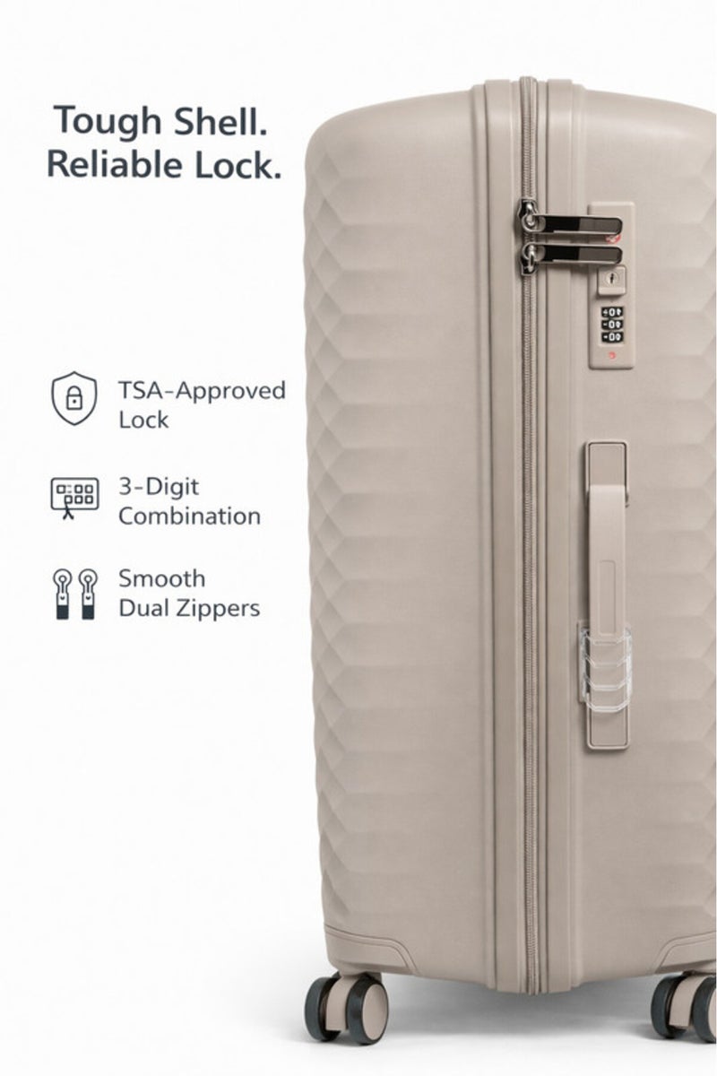 ELITE- Premium Hard-Shell Luggage 20 inch – Lightweight Spinner Suitcase – Beige Gold - Image 3