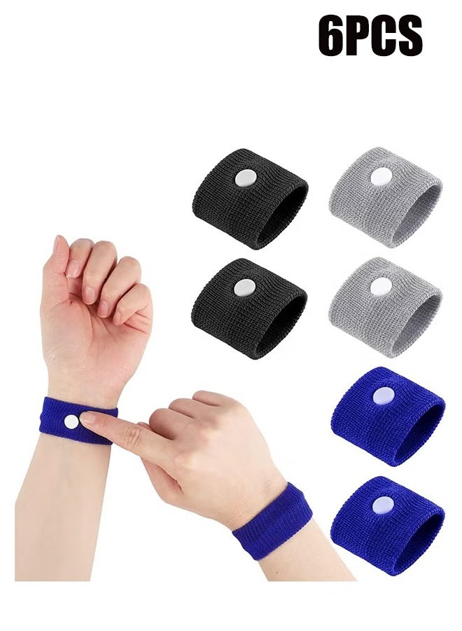 YJ 3 Pairs Motion Sickness Nausea Relief Wristbands Travel Acupressure rings for Car airliner Sea Sickness Adult Children Black Grey Blue - Image 1
