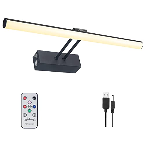 HOWMZON Black Picture Light, Battery Operated Painting Lighting with Remote,16 inch Led Art Lamp, Wirelless Wall Lamp,Rechargeable Picture Frame Light,Cordless Gallery Light - Image 1