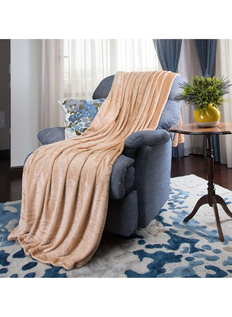 Mintra Lightweight Blanket Bed and Sofa 250 GSM Extra Soft Premium Microfiber Gold 220x274