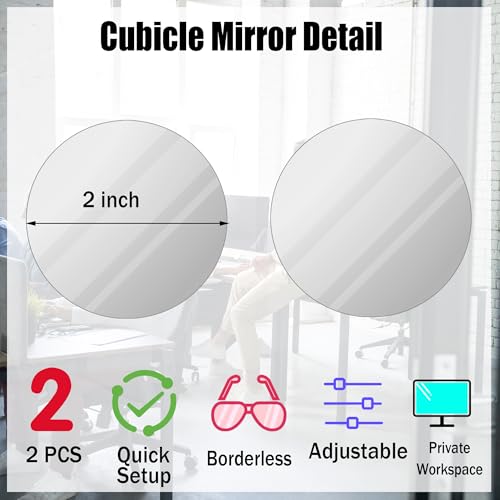 Aogigigio 2pcs Desk Mirror Office Cubicle - Adjustable Rear View Computer Monitor Small Removable Mirror to See Behind You for Work Accessories, 2inch - Image 3
