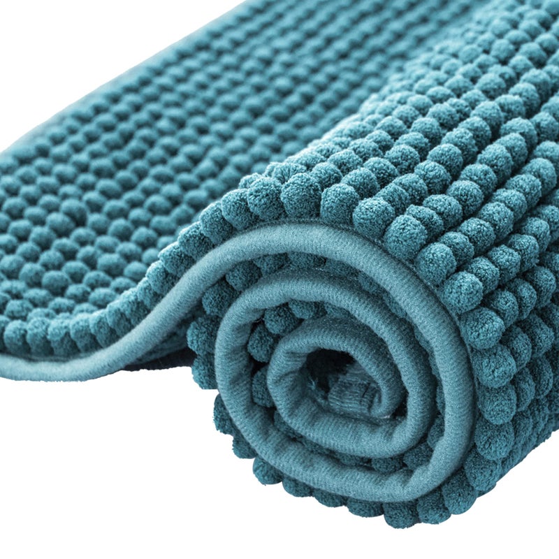 subrtex SUBRTEX Bathroom Rugs Chenille Bath Rug Soft Short Plush Bath Mat Soft Shower Mat Water Absorbent Shower Mat Quick Dry Machine Washable(Stone Blue 24"" x 60"") - Image 1