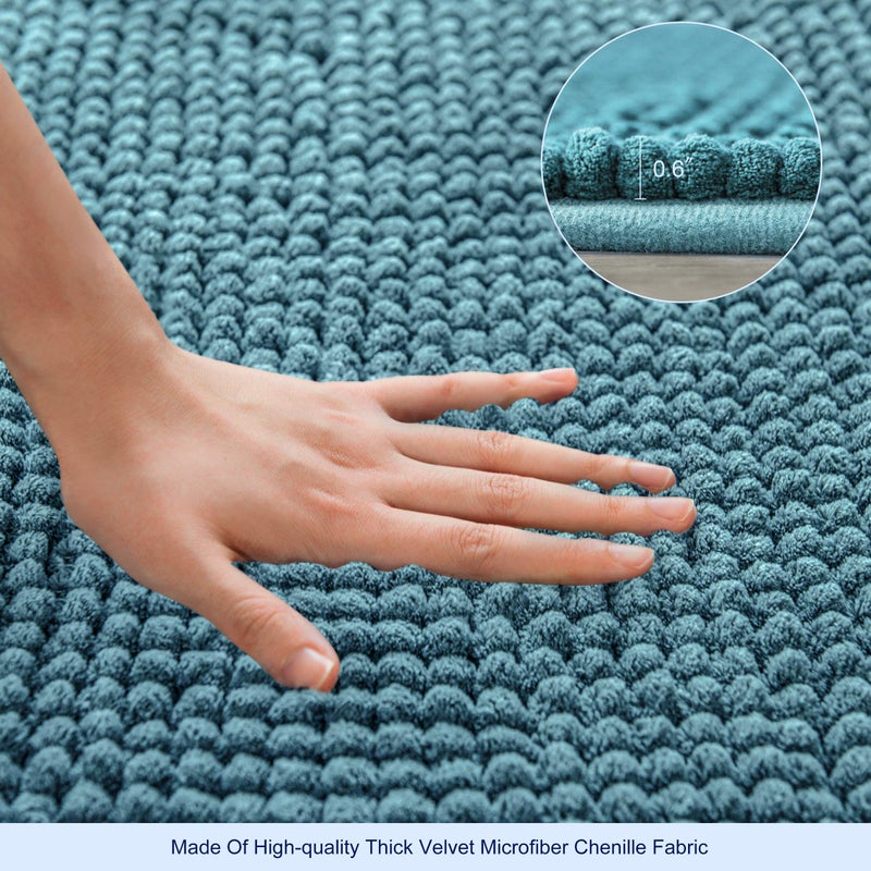 subrtex SUBRTEX Bathroom Rugs Chenille Bath Rug Soft Short Plush Bath Mat Soft Shower Mat Water Absorbent Shower Mat Quick Dry Machine Washable(Stone Blue 24"" x 60"") - Image 4