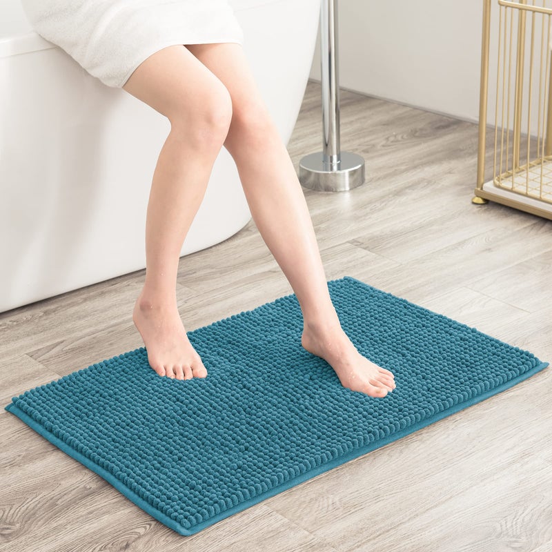 subrtex SUBRTEX Bathroom Rugs Chenille Bath Rug Soft Short Plush Bath Mat Soft Shower Mat Water Absorbent Shower Mat Quick Dry Machine Washable(Stone Blue 24"" x 60"") - Image 2