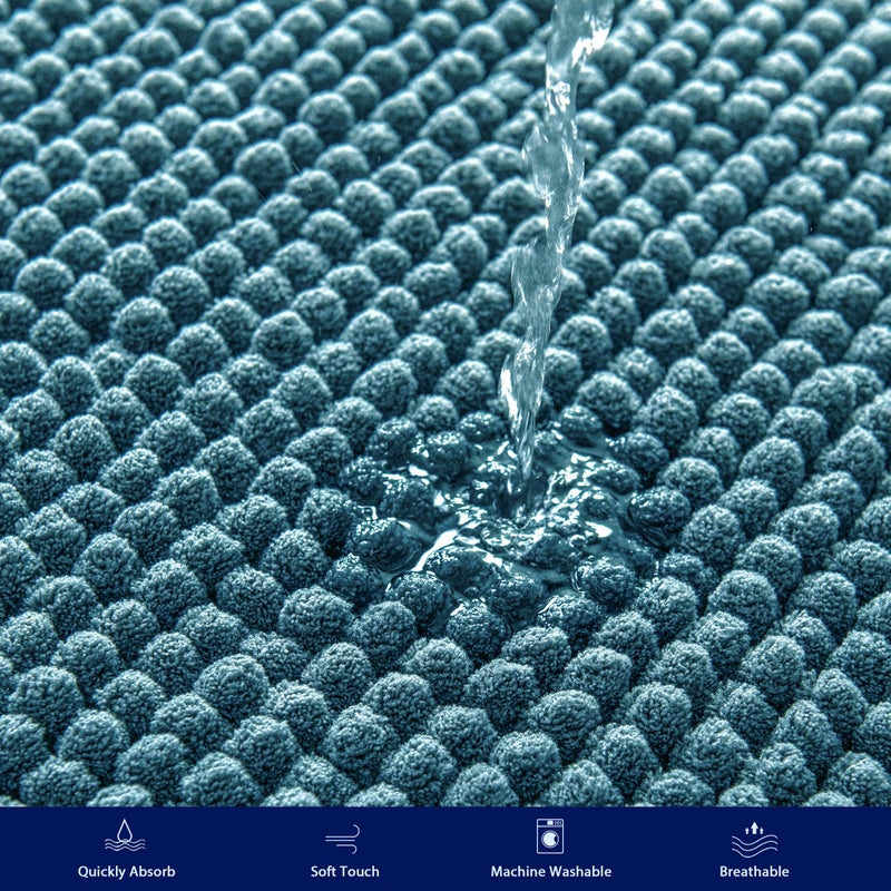 subrtex SUBRTEX Bathroom Rugs Chenille Bath Rug Soft Short Plush Bath Mat Soft Shower Mat Water Absorbent Shower Mat Quick Dry Machine Washable(Stone Blue 24"" x 60"") - Image 5
