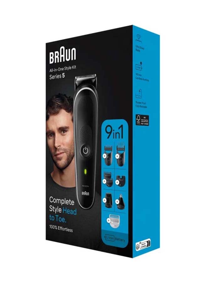 BRAUN 9-in-1 Style Kit 5 Beard, Body, Ear And Nose. With 100-min Runtime, Pouch MGK5420 Grey - Image 3