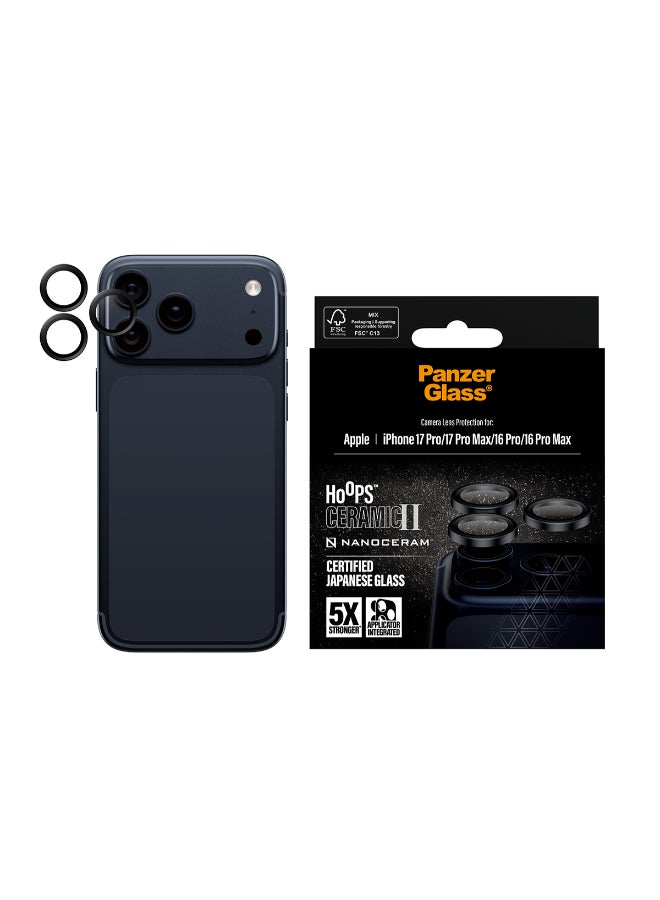 PanzerGlass iPhone 17 Pro Max / 17 Pro / 16 Pro Max / 16 Pro Camera Lens Protector Hoops, Ceramic Rings w/ Ultra High Clarity, Anti-Scratch Anti-Fingerprint, Easy Install, Black - Image 2